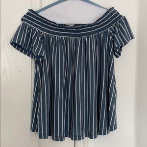 American Eagle striped off the shoulder tee
